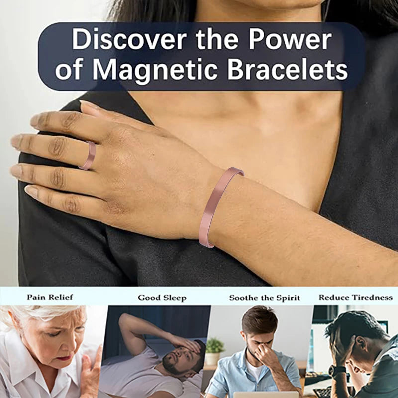 Simple Jewelry Set Pure Copper Bracelet Rings Cuff Magnetic Bangles For Women Men Arthritis Health Solid Copper Jewelry