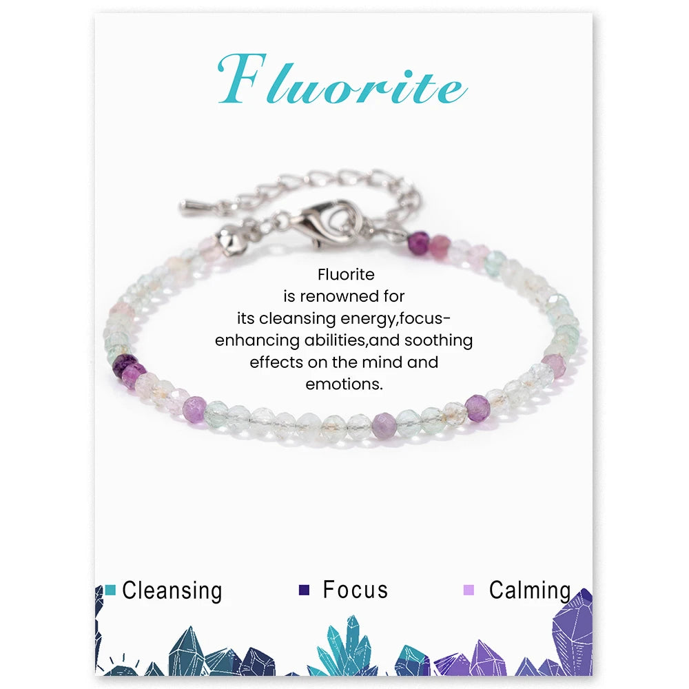 3mm Natural Stone Amethysts Beads Bracelets For Women Relieve Stress Calming Healing Quartzs Crystal Chain Bracelet Yoga Jewelry