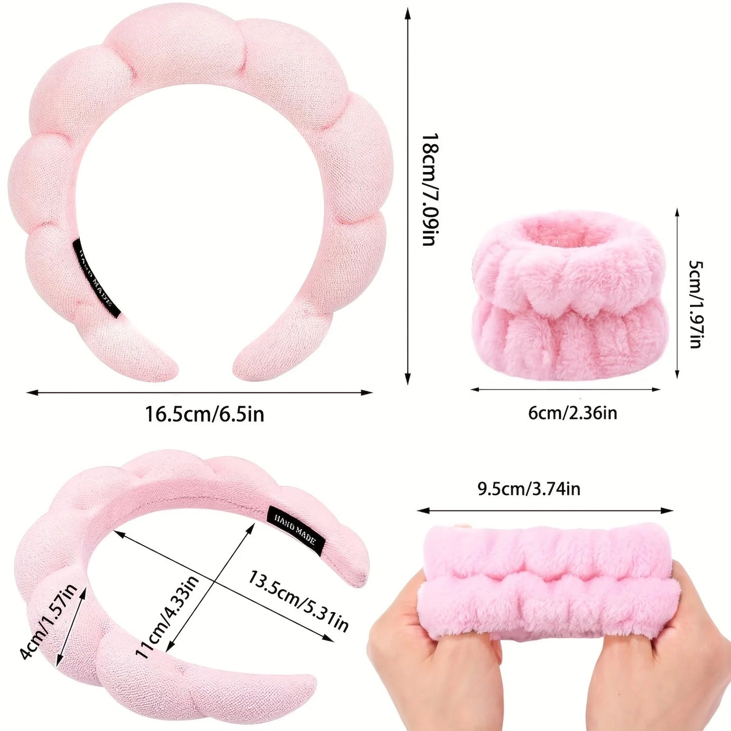4PCS Stylish Washing Headband Set Wristbands Scrunchies Spa Bubble Headband for Washing Face Makeup Shower Skincare