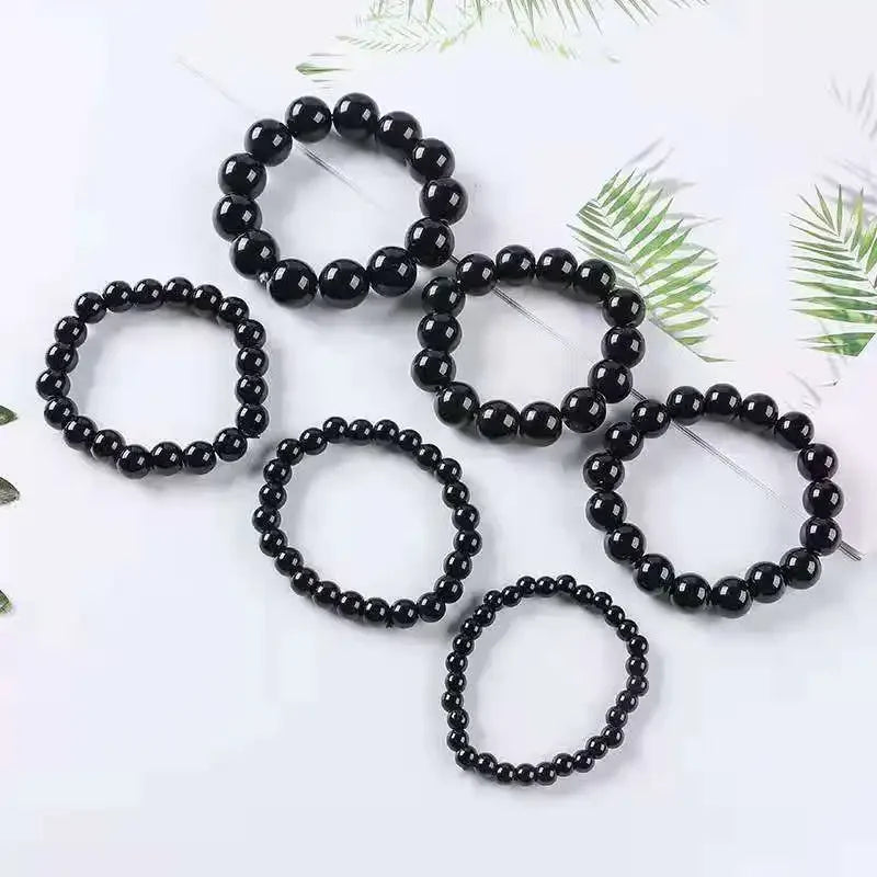 Black Obsidian Natural Stone Bracelet Fat Relief Promote Blood Circulation Anti Anxiety Weight Loss Bracelets Women Men Jewelry