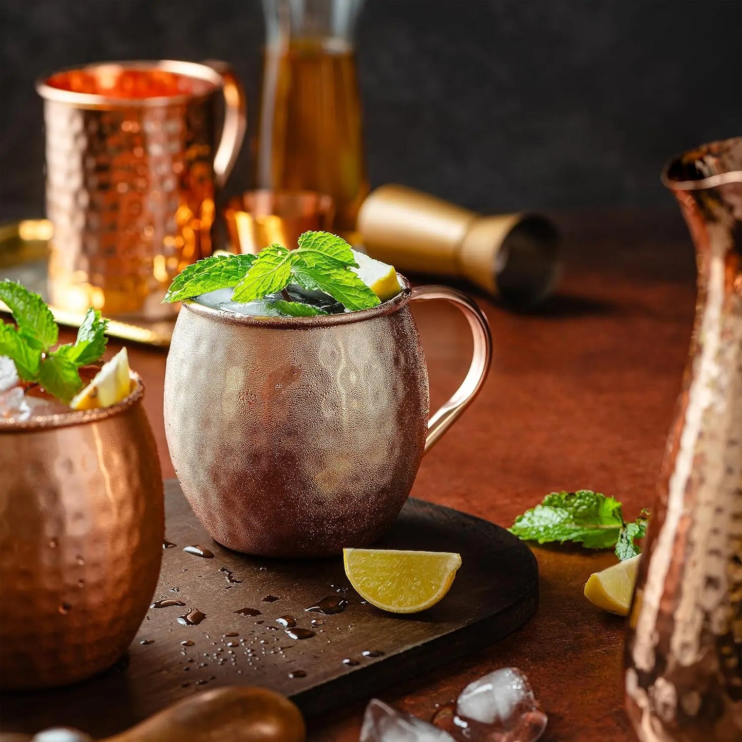 Set of 4 Pure Copper Moscow Mule Mugs, 16 oz Large Food Safe Cups - Premium Gift