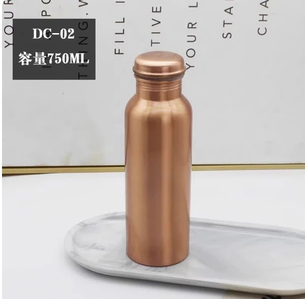 Pure Copper Handmade Water Bottle Metal Canteen Vessel for Yoga Outdoor Sports
