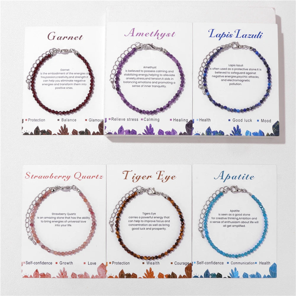 3mm Natural Stone Amethysts Beads Bracelets For Women Relieve Stress Calming Healing Quartzs Crystal Chain Bracelet Yoga Jewelry