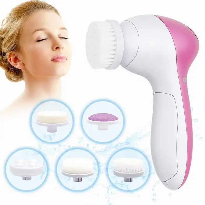 Electric 5 IN 1 Electric Facial Cleaner Brush Wash Machine Spa Skin Care Massage Blackhead Cleaning Facial Cleanser Tools