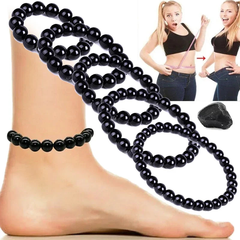 Black Obsidian Natural Stone Bracelet Fat Relief Promote Blood Circulation Anti Anxiety Weight Loss Bracelets Women Men Jewelry