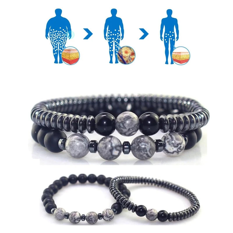 Magnetic Healing Bracelet Arthritis Pain Relief, Weight Loss Healthy Jewelry Therapy Heal Sleep,Hematite Bracelet for Men Women