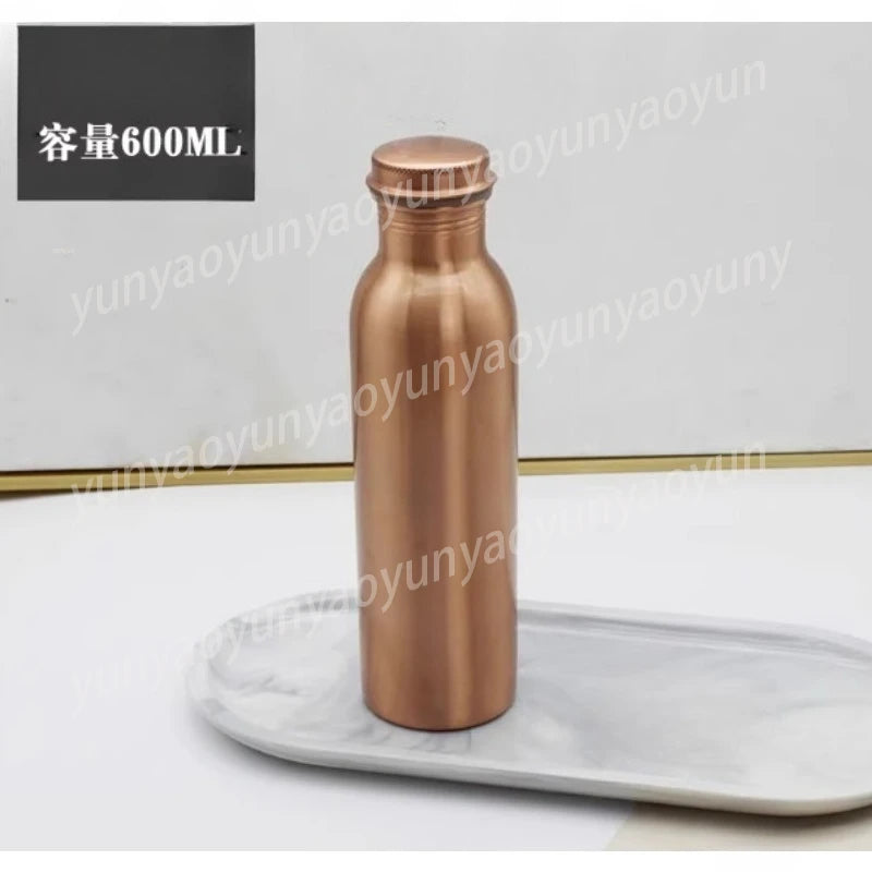Pure Copper Handmade Water Bottle Metal Canteen Vessel for Yoga Outdoor Sports