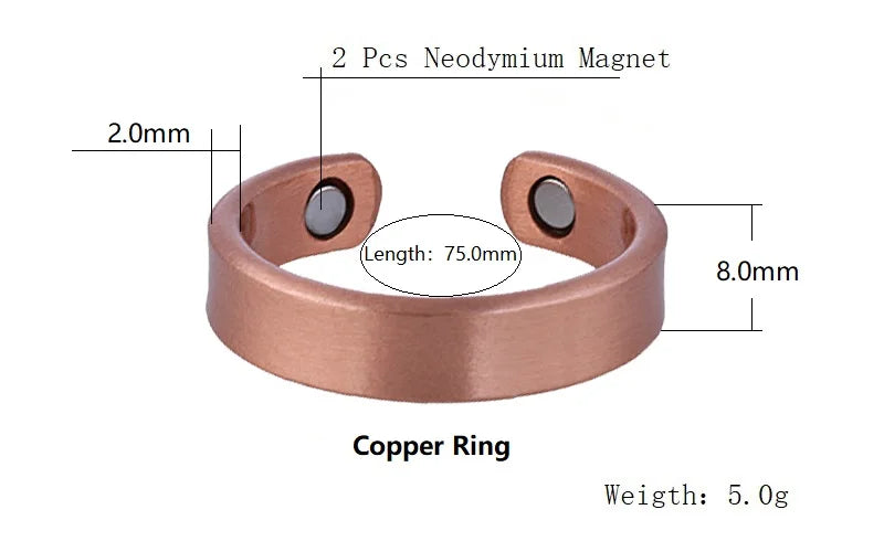 Simple Jewelry Set Pure Copper Bracelet Rings Cuff Magnetic Bangles For Women Men Arthritis Health Solid Copper Jewelry