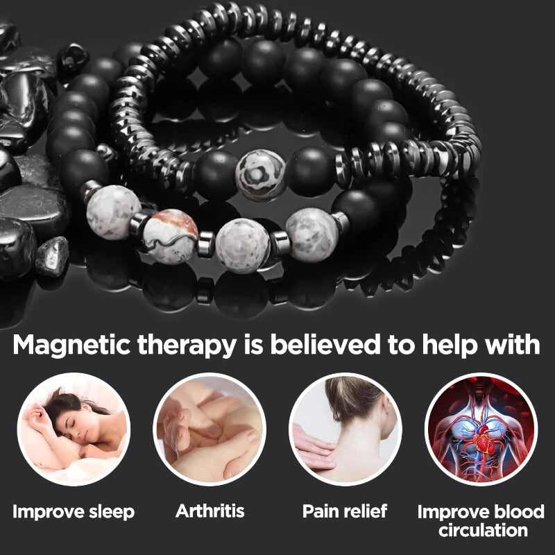 Magnetic Healing Bracelet Arthritis Pain Relief, Weight Loss Healthy Jewelry Therapy Heal Sleep,Hematite Bracelet for Men Women