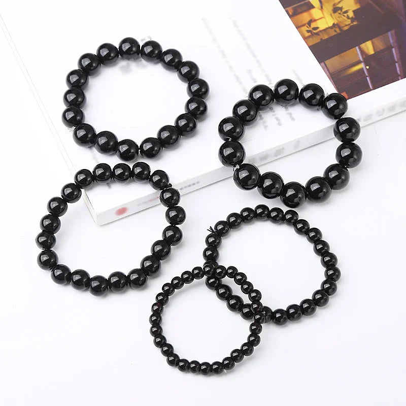 Black Obsidian Natural Stone Bracelet Fat Relief Promote Blood Circulation Anti Anxiety Weight Loss Bracelets Women Men Jewelry