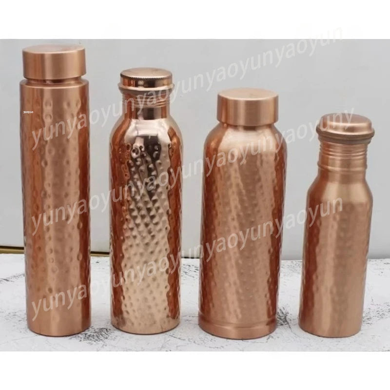 Pure Copper Handmade Water Bottle Metal Canteen Vessel for Yoga Outdoor Sports
