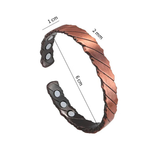 1 copper alloy coated magnetic bracelet, suitable for both men and women, with adjustable opening design, suitable for home jewe