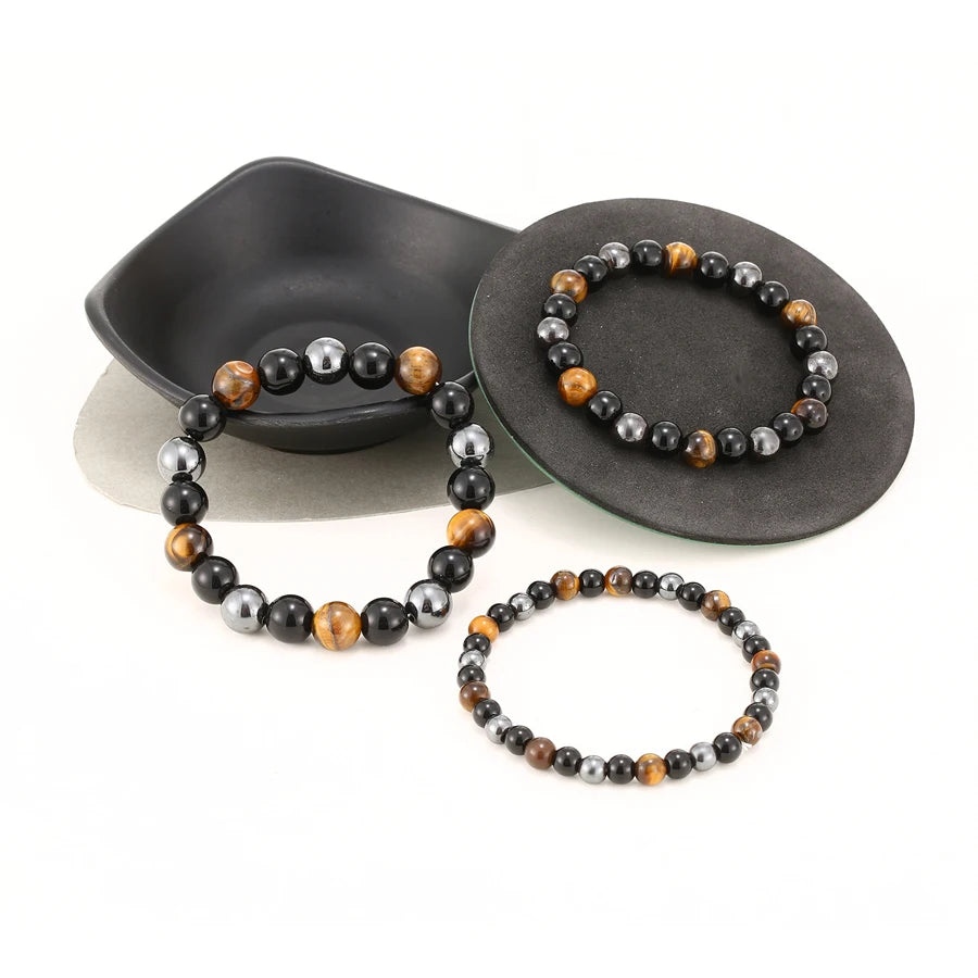 Natural Black Obsidian Hematite Tiger Eye Beads Bracelets Men for Magnetic Health Protection Women Soul Jewelry Pulsera Hombre