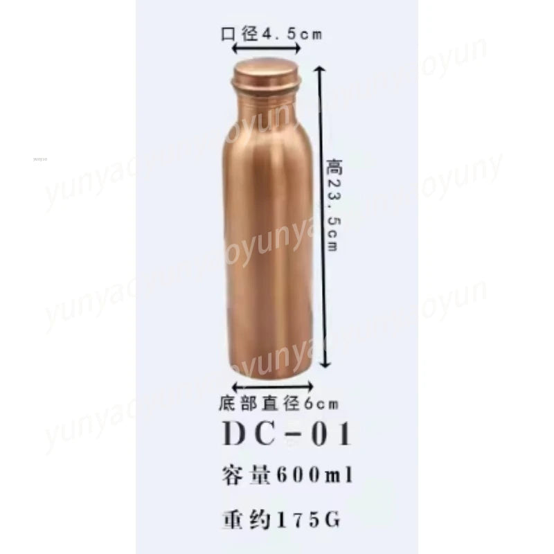 Pure Copper Handmade Water Bottle Metal Canteen Vessel for Yoga Outdoor Sports