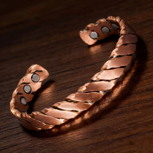 1 copper alloy coated magnetic bracelet, suitable for both men and women, with adjustable opening design, suitable for home jewe