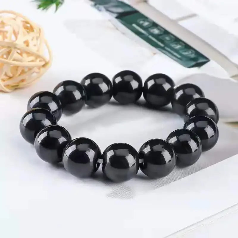 Black Obsidian Natural Stone Bracelet Fat Relief Promote Blood Circulation Anti Anxiety Weight Loss Bracelets Women Men Jewelry