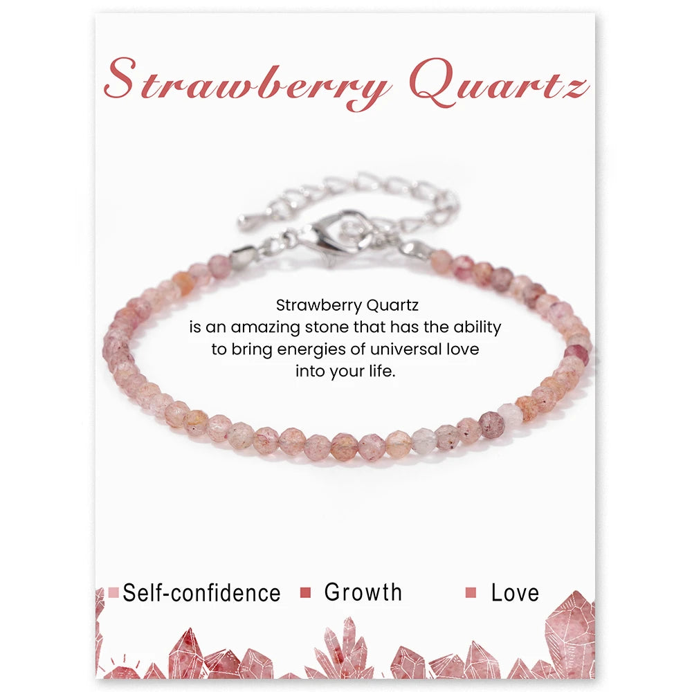3mm Natural Stone Amethysts Beads Bracelets For Women Relieve Stress Calming Healing Quartzs Crystal Chain Bracelet Yoga Jewelry